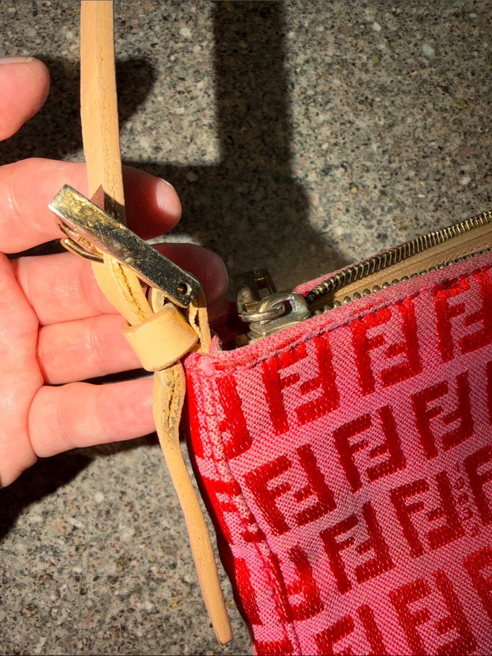 Fendi Vintage Y2k Red FF Logo Canvas Shoulder Bag - Picture 6 of 8